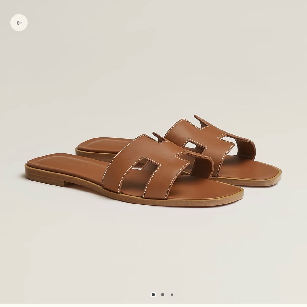 Hermes Oran Sandals Gold Tan Leather